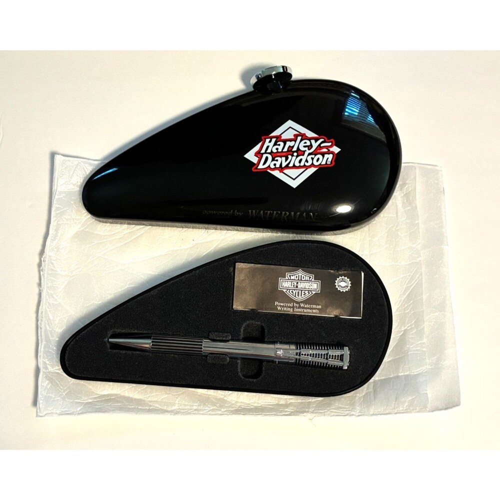 Waterman Harley Davidson Vintage Horizon Chrome Ballpoint Pen w/ Gas Tank Case